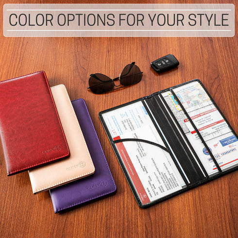 CANOPUS Big Red Car Registration and Insurance Holder, PU Leather Card Holder, Vehicle Glove Box Organizer for Auto, SUV, Truck